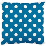 Polka Dots - White on Cerulean Large Cushion Case (Two Sides)