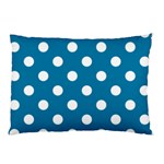 Polka Dots - White on Cerulean Pillow Case (Two Sides)