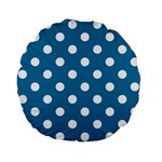 Polka Dots - White on Cerulean Standard 15  Premium Flano Round Cushion