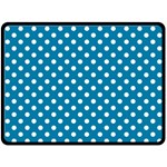 Polka Dots - White on Cerulean Fleece Blanket (Large) (One Side)