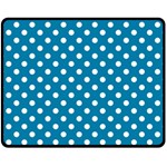 Polka Dots - White on Cerulean Fleece Blanket (Medium) (One Side)