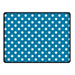 Polka Dots - White on Cerulean Fleece Blanket (Small) (One Side)