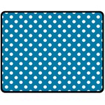 Polka Dots - White on Cerulean Double Sided Fleece Blanket (Medium) (Two Sides)