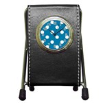 Polka Dots - White on Cerulean Pen Holder Desk Clock