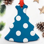 Polka Dots - White on Cerulean Christmas Tree Ornament (Two Sides)