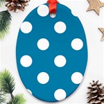 Polka Dots - White on Cerulean Oval Ornament (Two Sides)