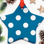 Polka Dots - White on Cerulean Star Ornament (Two Sides)