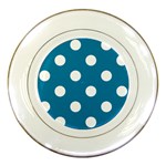 Polka Dots - White on Cerulean Porcelain Plate