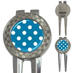Polka Dots - White on Cerulean 3-in-1 Golf Divot