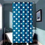 Polka Dots - White on Cerulean Shower Curtain 36  x 72  (Stall)