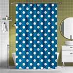 Polka Dots - White on Cerulean Shower Curtain 48  x 72  (Small)