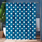 Polka Dots - White on Cerulean Shower Curtain 60  x 72  (Medium)