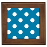 Polka Dots - White on Cerulean Framed Tile