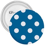 Polka Dots - White on Cerulean 3  Button