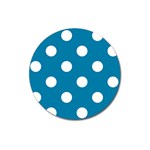 Polka Dots - White on Cerulean Magnet 3  (Round)
