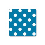 Polka Dots - White on Cerulean Magnet (Square)