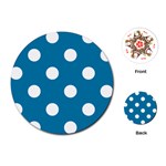 Polka Dots - White on Cerulean Playing Cards (Round)