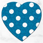 Polka Dots - White on Cerulean Jigsaw Puzzle (Heart)
