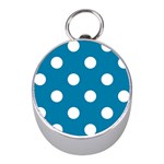 Polka Dots - White on Cerulean Silver Compass (Mini)