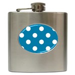 Polka Dots - White on Cerulean Hip Flask (6 oz)