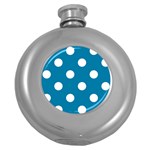 Polka Dots - White on Cerulean Hip Flask (5 oz)