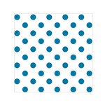 Polka Dots - Cerulean on White Small Satin Scarf  (Square)