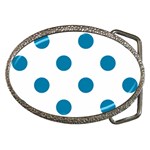 Polka Dots - Cerulean on White Belt Buckle