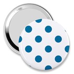 Polka Dots - Cerulean on White 3  Handbag Mirror