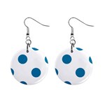 Polka Dots - Cerulean on White 1  Button Earrings