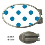 Polka Dots - Cerulean on White Money Clip (Oval)