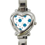 Polka Dots - Cerulean on White Heart Italian Charm Watch