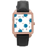 Polka Dots - Cerulean on White Rose Gold Leather Watch