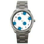 Polka Dots - Cerulean on White Sport Metal Watch