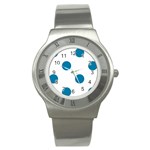 Polka Dots - Cerulean on White Stainless Steel Watch