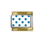 Polka Dots - Cerulean on White Gold Trim Italian Charm (9mm)