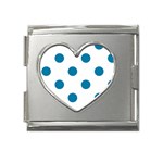Polka Dots - Cerulean on White Mega Link Heart Italian Charm (18mm)