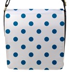 Polka Dots - Cerulean on White Flap Closure Messenger Bag (S)