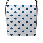 Polka Dots - Cerulean on White Flap Closure Messenger Bag (L)