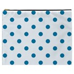 Polka Dots - Cerulean on White Cosmetic Bag (XXXL)