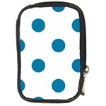 Polka Dots - Cerulean on White Compact Camera Leather Case