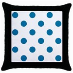 Polka Dots - Cerulean on White Throw Pillow Case (Black)
