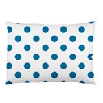 Polka Dots - Cerulean on White Pillow Case (Two Sides)