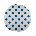 Polka Dots - Cerulean on White Standard 15  Premium Round Cushion