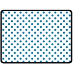 Polka Dots - Cerulean on White Fleece Blanket (Large) (One Side)