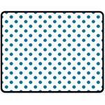 Polka Dots - Cerulean on White Double Sided Fleece Blanket (Medium) (Two Sides)