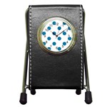 Polka Dots - Cerulean on White Pen Holder Desk Clock