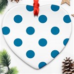 Polka Dots - Cerulean on White Ornament (Heart)