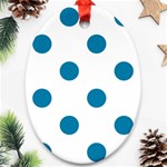Polka Dots - Cerulean on White Ornament (Oval)