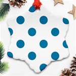 Polka Dots - Cerulean on White Snowflake Ornament (Two Sides)