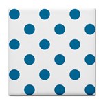Polka Dots - Cerulean on White Tile Coaster
